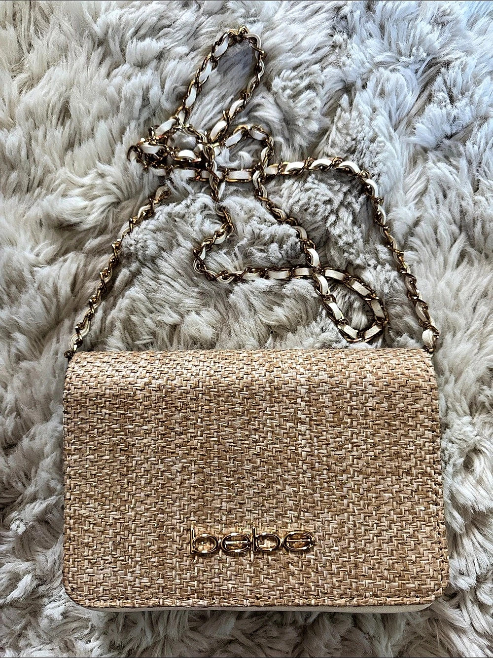 bebe Woven Crossbody Bag in Beige Like New